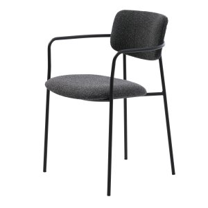 Zama spisebordsstol, m. armln - mrkegr melange stof og sort metal