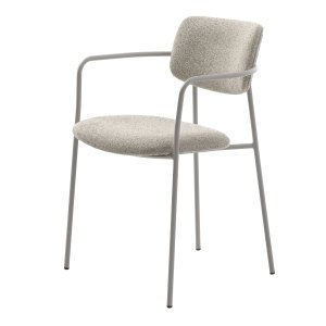 Zama spisebordsstol, m. armln - offwhite melange stof og gr metal