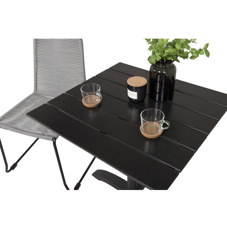 VENTURE DESIGN havest m. Colorado bord (70x70) og 2 Lindos stole - sort aintwood/gr reb