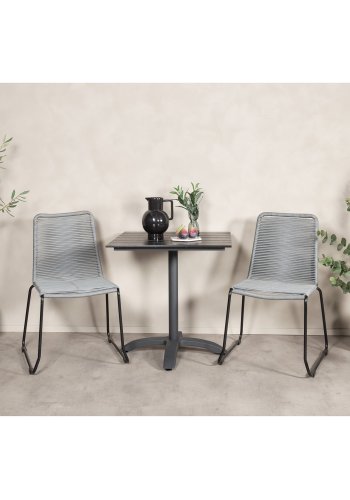 VENTURE DESIGN havest m. Colorado bord (70x70) og 2 Lindos stole - sort aintwood/gr reb