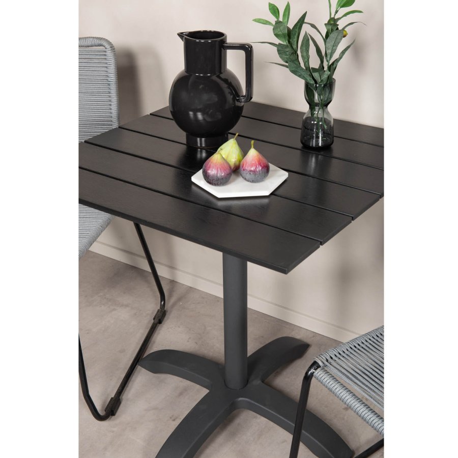 VENTURE DESIGN havest m. Colorado bord (70x70) og 2 Lindos stole - sort aintwood/gr reb