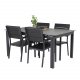 VENTURE DESIGN Levels hagesett med bord med uttrekk og 4 stoler med armlener - gr/svart i tre og sort aluminium