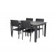 VENTURE DESIGN Levels hagesett med bord med uttrekk og 4 stoler med armlener - gr/svart i tre og sort aluminium