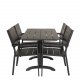 VENTURE DESIGN hagesett m. Denver bord (120x70) og 4 nivstoler med armlener - svart i tre/alu
