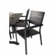 VENTURE DESIGN hagesett m. Denver bord (120x70) og 4 nivstoler med armlener - svart i tre/alu