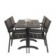 VENTURE DESIGN hagesett m. Denver bord (120x70) og 4 nivstoler med armlener - svart i tre/alu