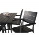 VENTURE DESIGN hagesett m. Denver bord (120x70) og 4 nivstoler med armlener - svart i tre/alu
