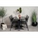 VENTURE DESIGN hagesett m. Denver bord (120x70) og 4 nivstoler med armlener - svart i tre/alu