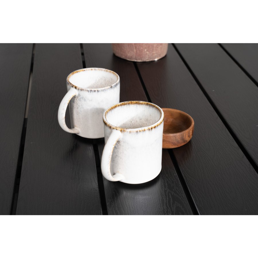 VENTURE DESIGN hagesett m. Denver bord (120x70) og 4 nivstoler med armlener - svart i tre/alu