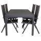VENTURE DESIGN havest m. Marbella bord m. udtrk og 4 Break recliner stole - sort alu/textilene