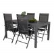 VENTURE DESIGN havest m. Marbella bord m. udtrk og 4 Break recliner stole - sort alu/textilene