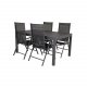 VENTURE DESIGN havest m. Marbella bord m. udtrk og 4 Break recliner stole - sort alu/textilene