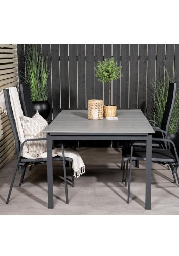 VENTURE DESIGN havest m Levels bord m udtrk og 4 Copacabana recliner stole - gr aintwood/sort alu