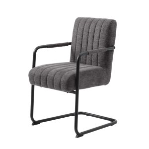 Trout spisebordsstol, m. armln - mrkegr stof og sorte ben