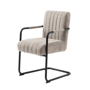 Trout spisebordsstol, m. armln - sand stof og sorte ben