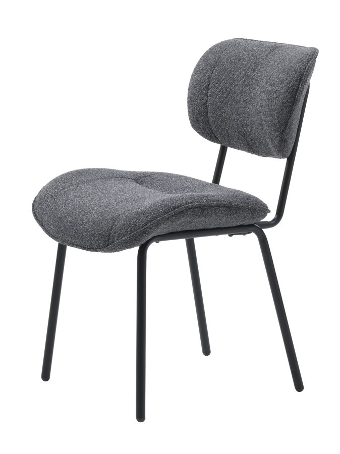 Buffalo Esszimmerstuhl – dunkelgrauer Melange-Stoff und schwarze Beine
