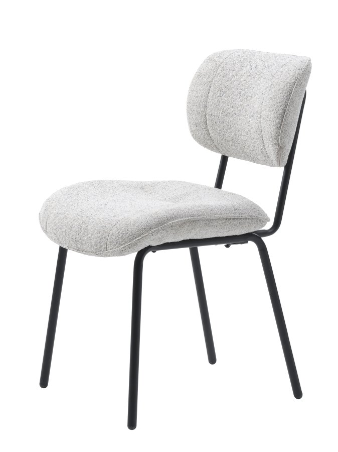 Buffalo spisestuestol - off-white melert stoff og svarte ben