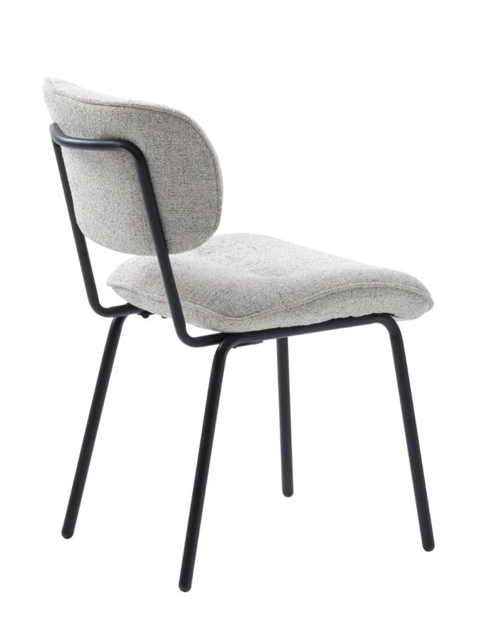 Buffalo spisestuestol - off-white melert stoff og svarte ben