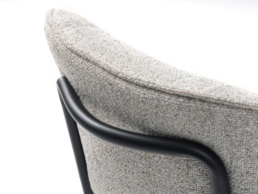 Buffalo spisestuestol - off-white melert stoff og svarte ben