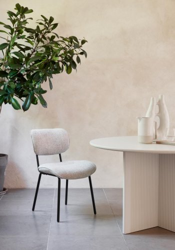 Buffalo spisestuestol - off-white melert stoff og svarte ben