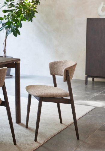 Revere spisestuestol - latte melange stoff og espresso olje