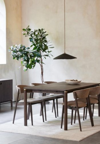 Revere spisestuestol - latte melange stoff og espresso olje