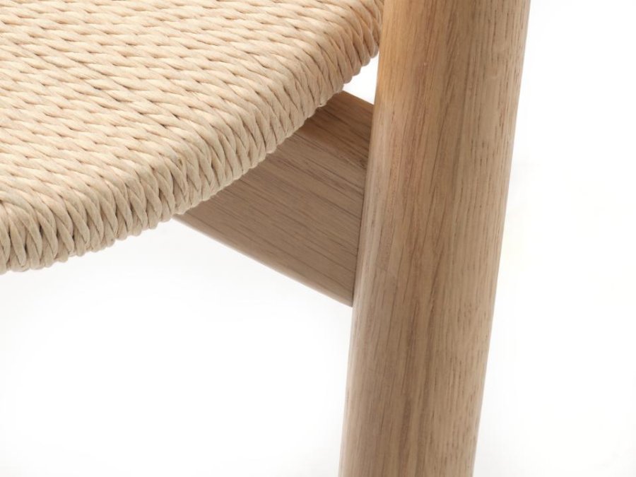 Relate spisebord stol, m. armlener - naturpapirsnor og naturlig eik