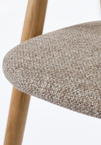 Relate spisebord stol, m. armlen - latte melange stoff og naturlig eik