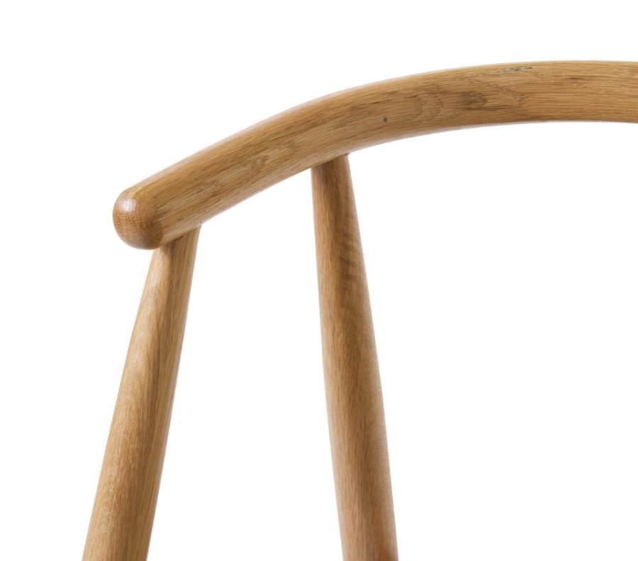 Relate spisebord stol, m. armlen - latte melange stoff og naturlig eik