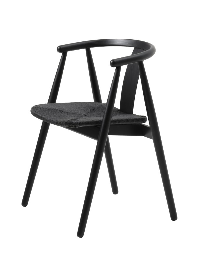 Relate spisebord stol, m. armlen - sort papirsnor og sort eik