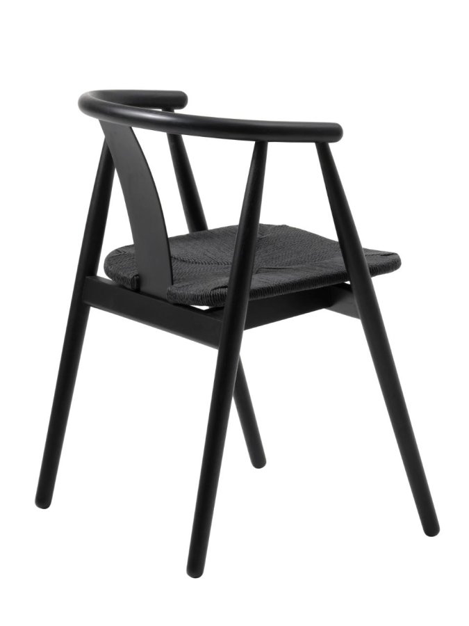 Relate spisebord stol, m. armlen - sort papirsnor og sort eik