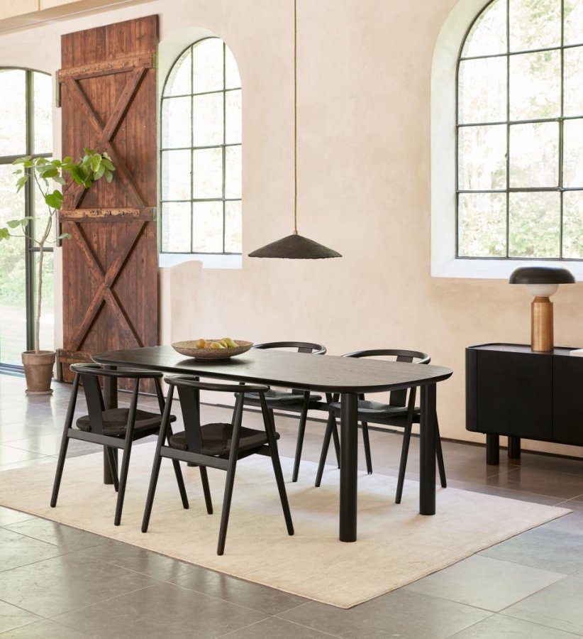 Relate spisebord stol, m. armlen - sort papirsnor og sort eik