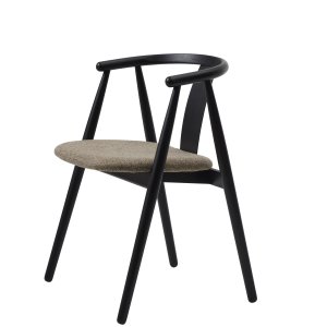 Relate matbordsstol, med armstd - latte melange tyg och svart ek