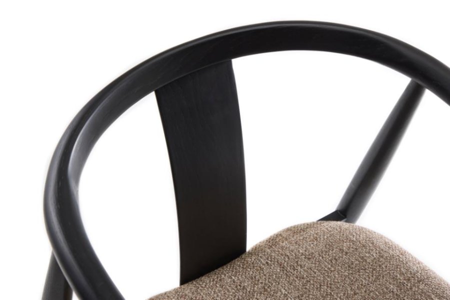 Relate spisebord stol, m. armlen - latte melange stoff og sort eik