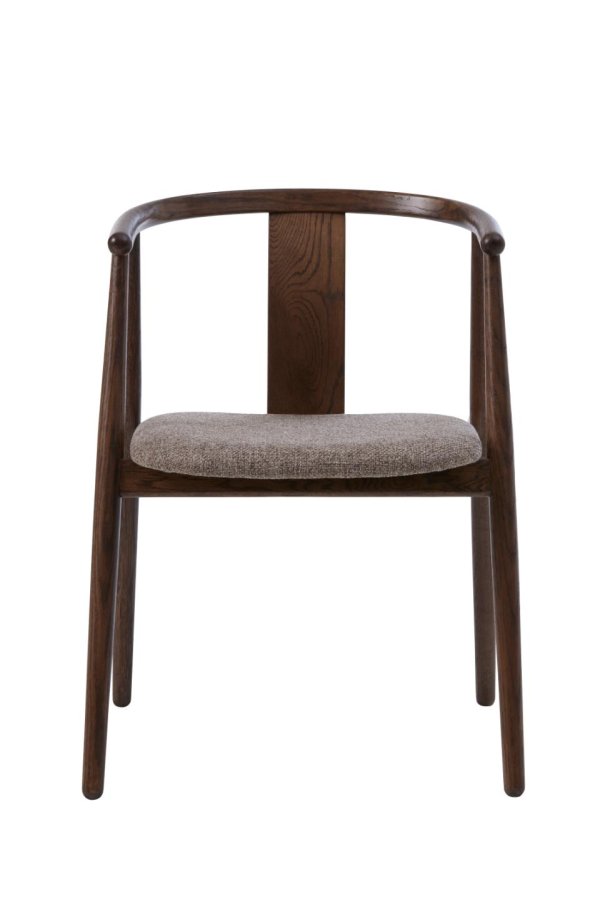 Relate spisebord stol, m. armlen - latte melange stoff og rkt eik