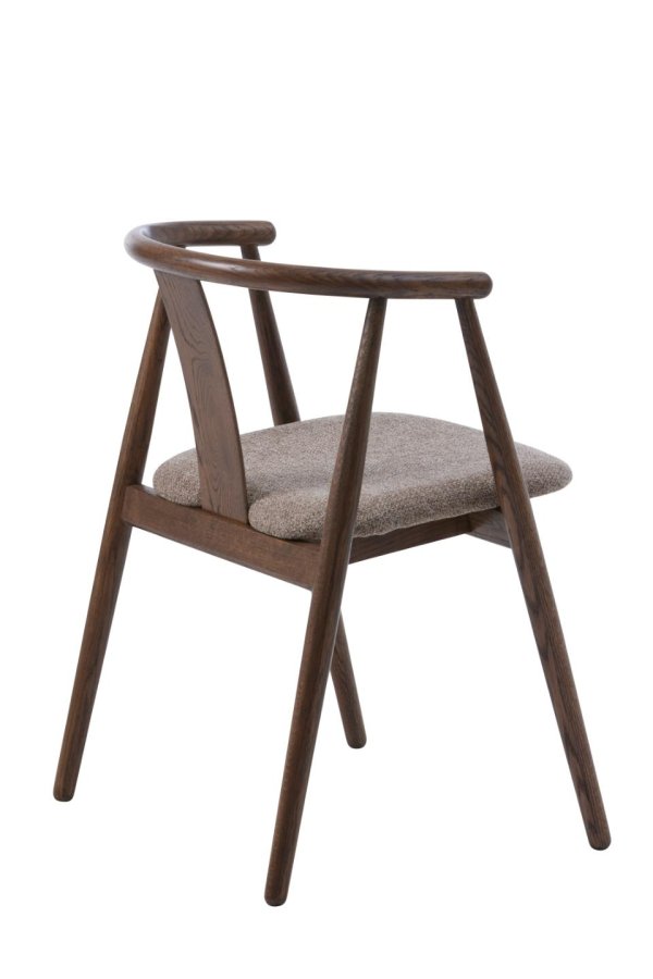 Relate spisebord stol, m. armlen - latte melange stoff og rkt eik