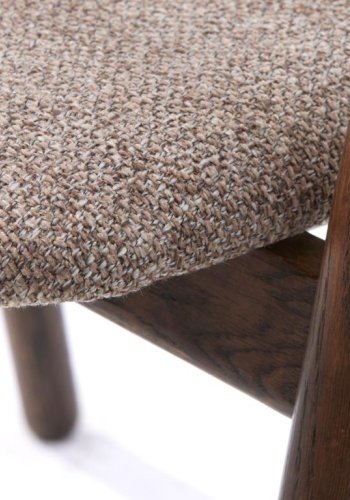 Relate spisebord stol, m. armlen - latte melange stoff og rkt eik