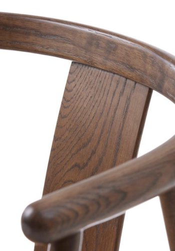 Relate spisebord stol, m. armlen - latte melange stoff og rkt eik