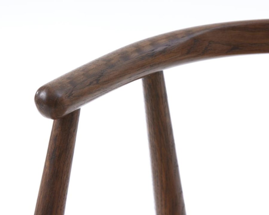 Relate spisebord stol, m. armlen - latte melange stoff og rkt eik