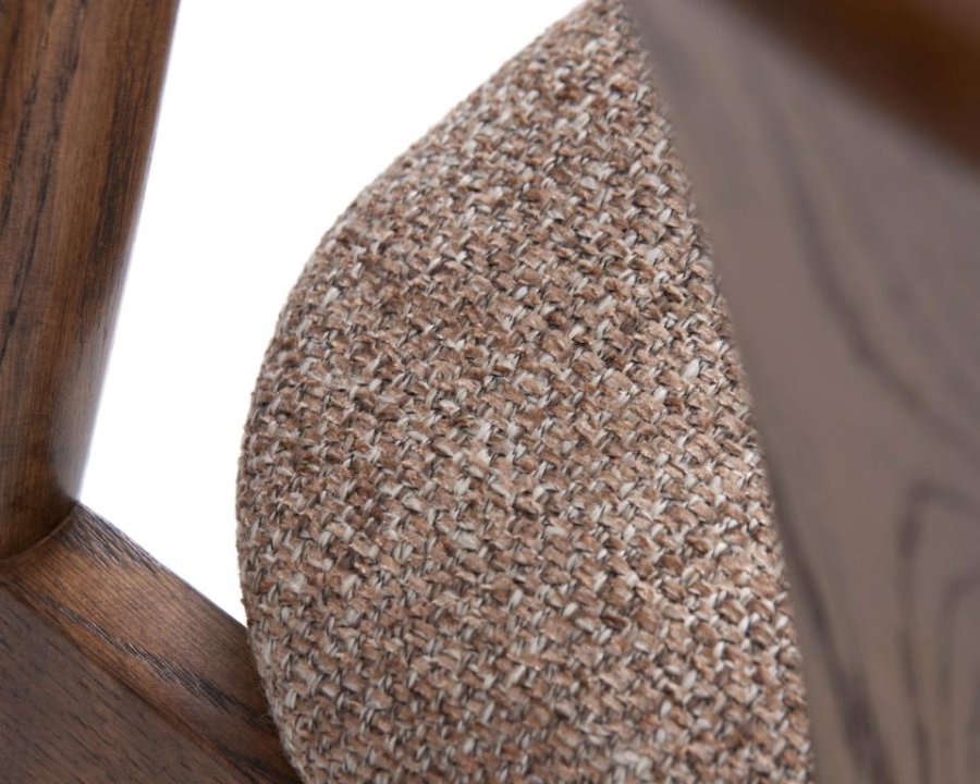 Relate spisebord stol, m. armlen - latte melange stoff og rkt eik