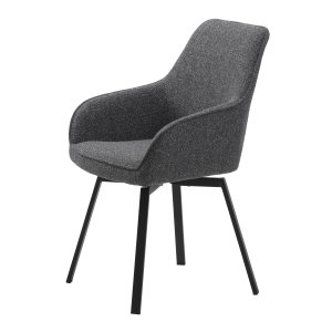 Alma snurrstol, m. armstöd - mörkgr melerad polyester och svarta ben
