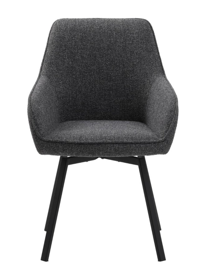 Alma Drehstuhl, mit Armlehnen – dunkelgrau meliert Polyester und schwarze Beine