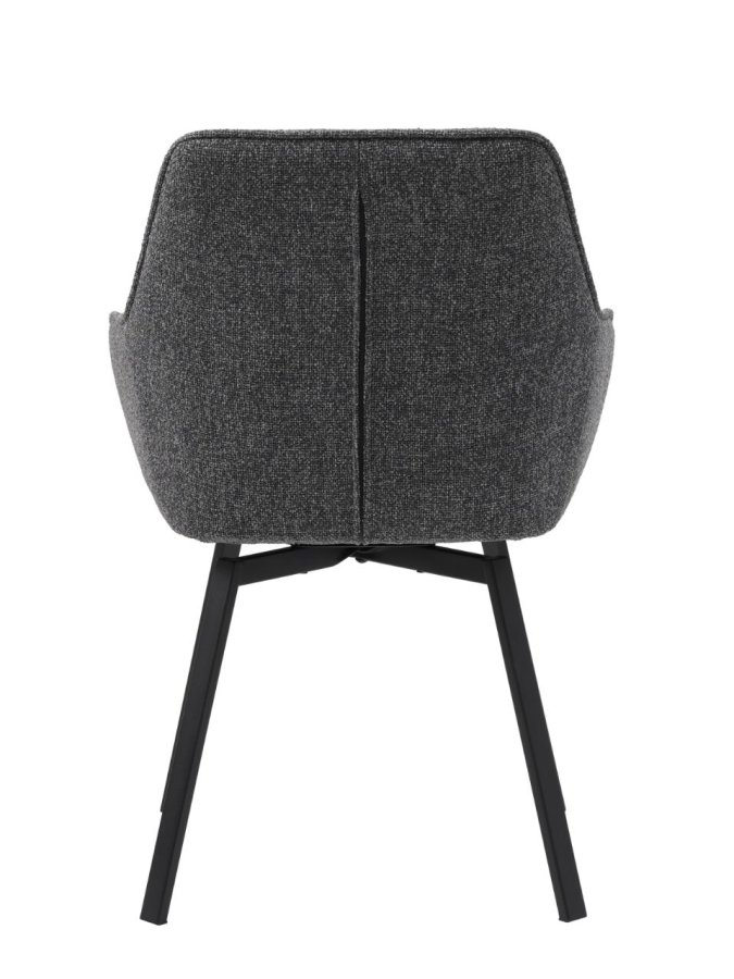 Alma Drehstuhl, mit Armlehnen – dunkelgrau meliert Polyester und schwarze Beine