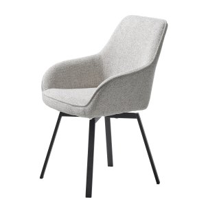 Alma snurrstol, m. armstöd - benvit melerad polyester och svarta ben