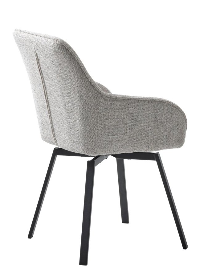 Alma Drehstuhl, mit Armlehnen – cremefarbenes Melange-Polyester und schwarze Beine