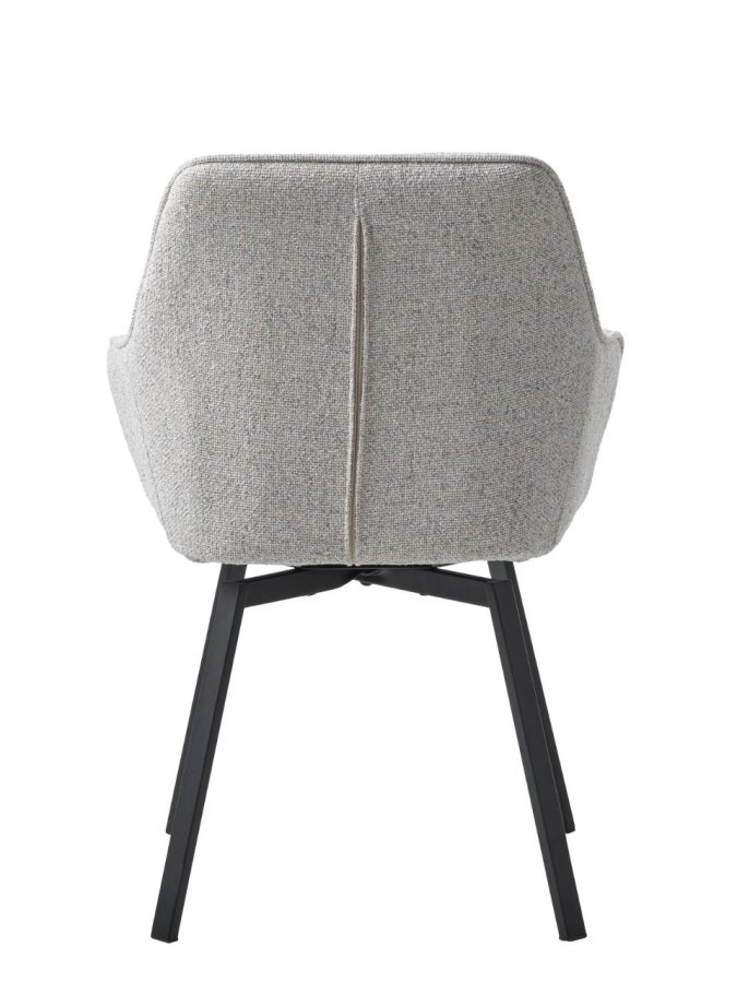 Alma Drehstuhl, mit Armlehnen – cremefarbenes Melange-Polyester und schwarze Beine