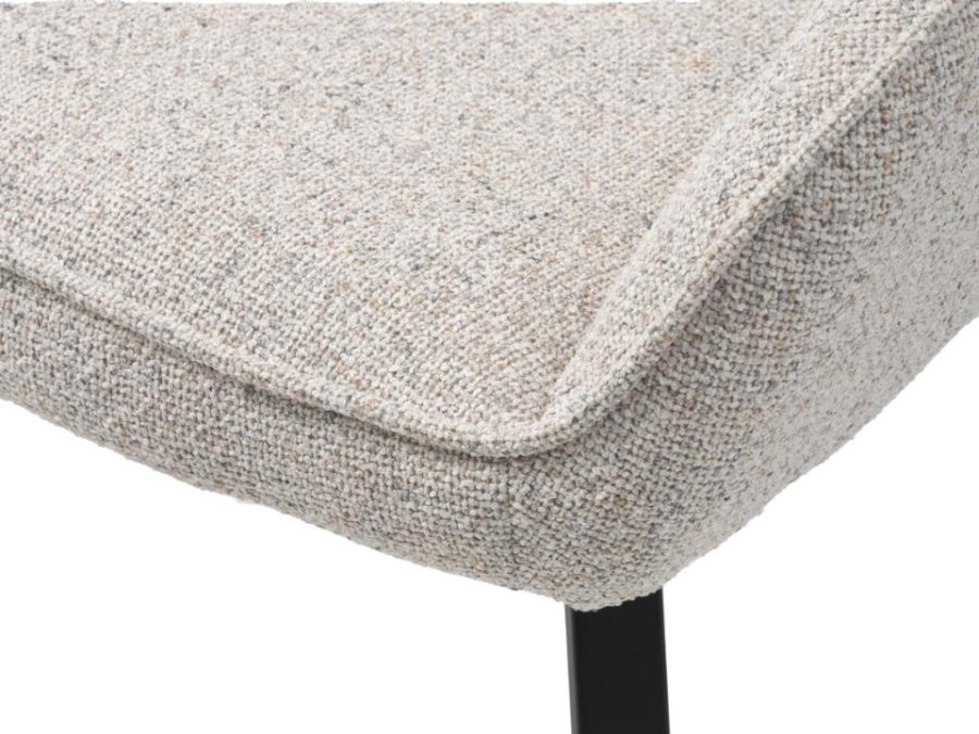 Alma Drehstuhl, mit Armlehnen – cremefarbenes Melange-Polyester und schwarze Beine