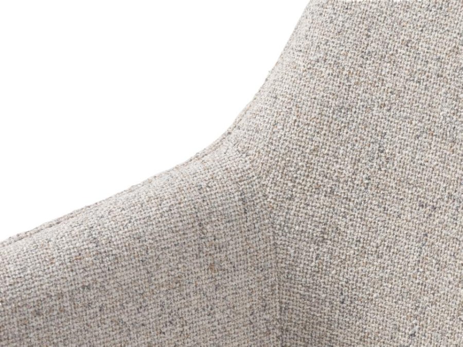 Alma Drehstuhl, mit Armlehnen – cremefarbenes Melange-Polyester und schwarze Beine