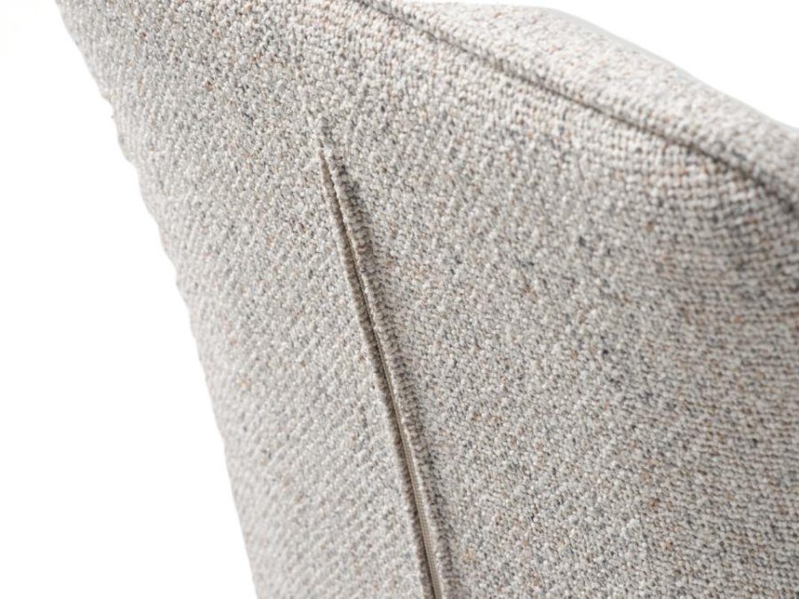 Alma Drehstuhl, mit Armlehnen – cremefarbenes Melange-Polyester und schwarze Beine