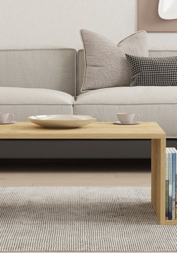 NORDVRK Memo sofabord, m. 2 rum, rektangulr - safir eg melamin (86,8x50)